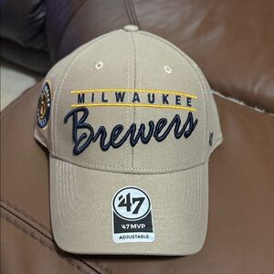 '47 Milwaukee Brewers Khaki Cap with Navy & Yellow Embroidery